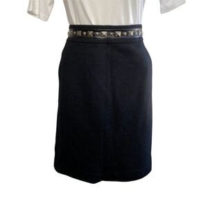 TORY BURCH Black‎ Wool Studded Pencil Straight Skirt sz Large